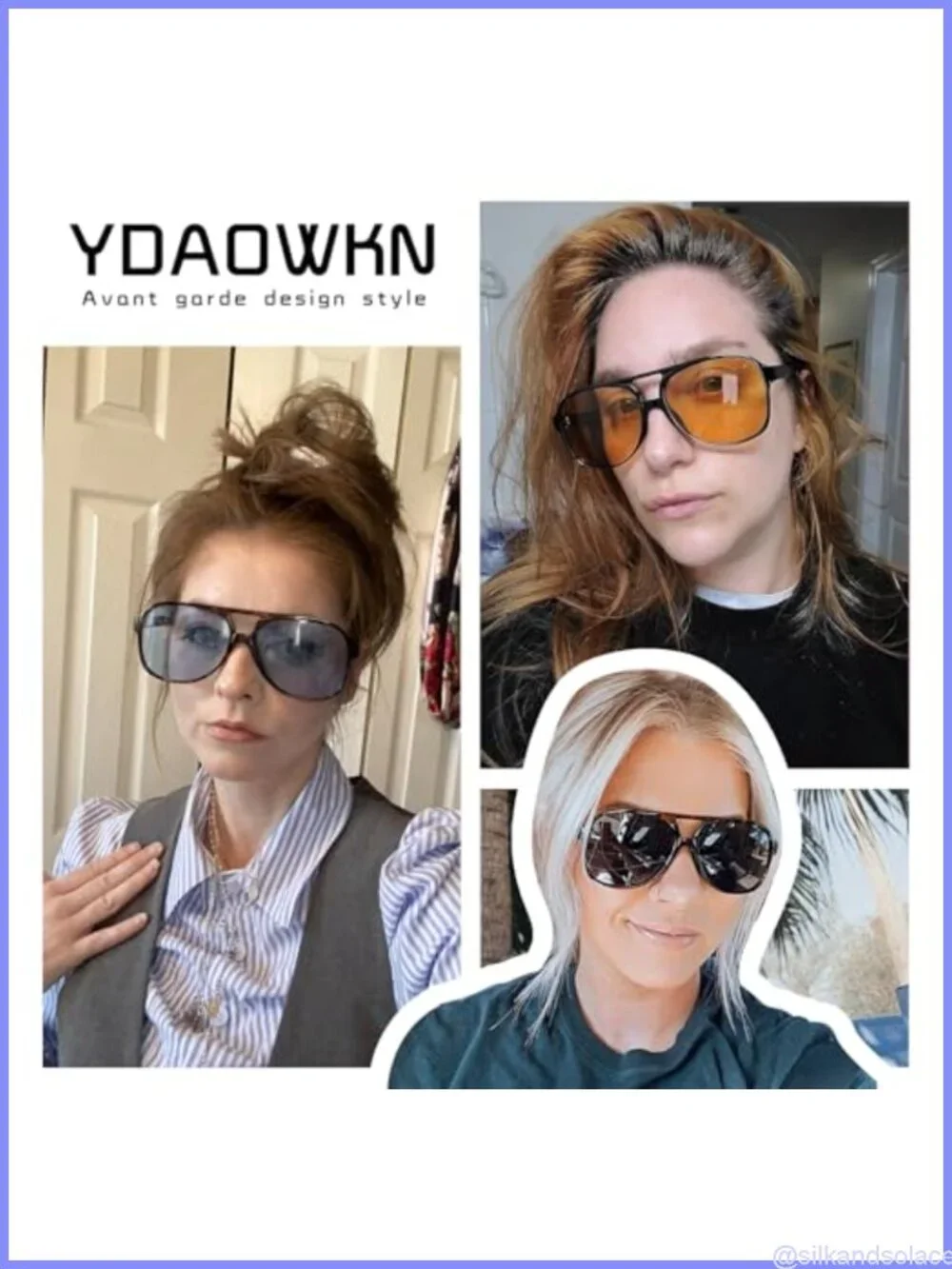 Retro Aviator Sunglasses UV400 Acetate Full Frame Unisex Eyewear